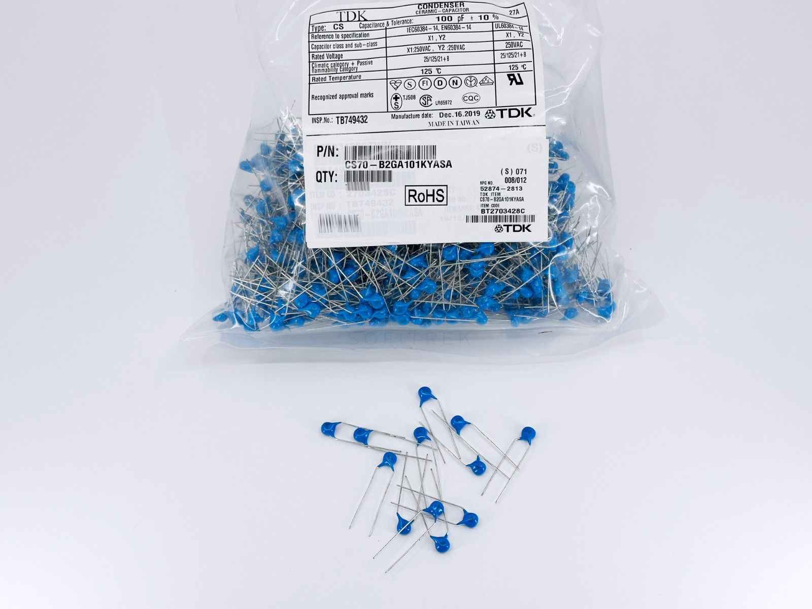 50PCS CS70-B2GA101K CS101K TDK 100pF 10% X1 Y2 250VAC 2.6KV Ceramic Capacitor