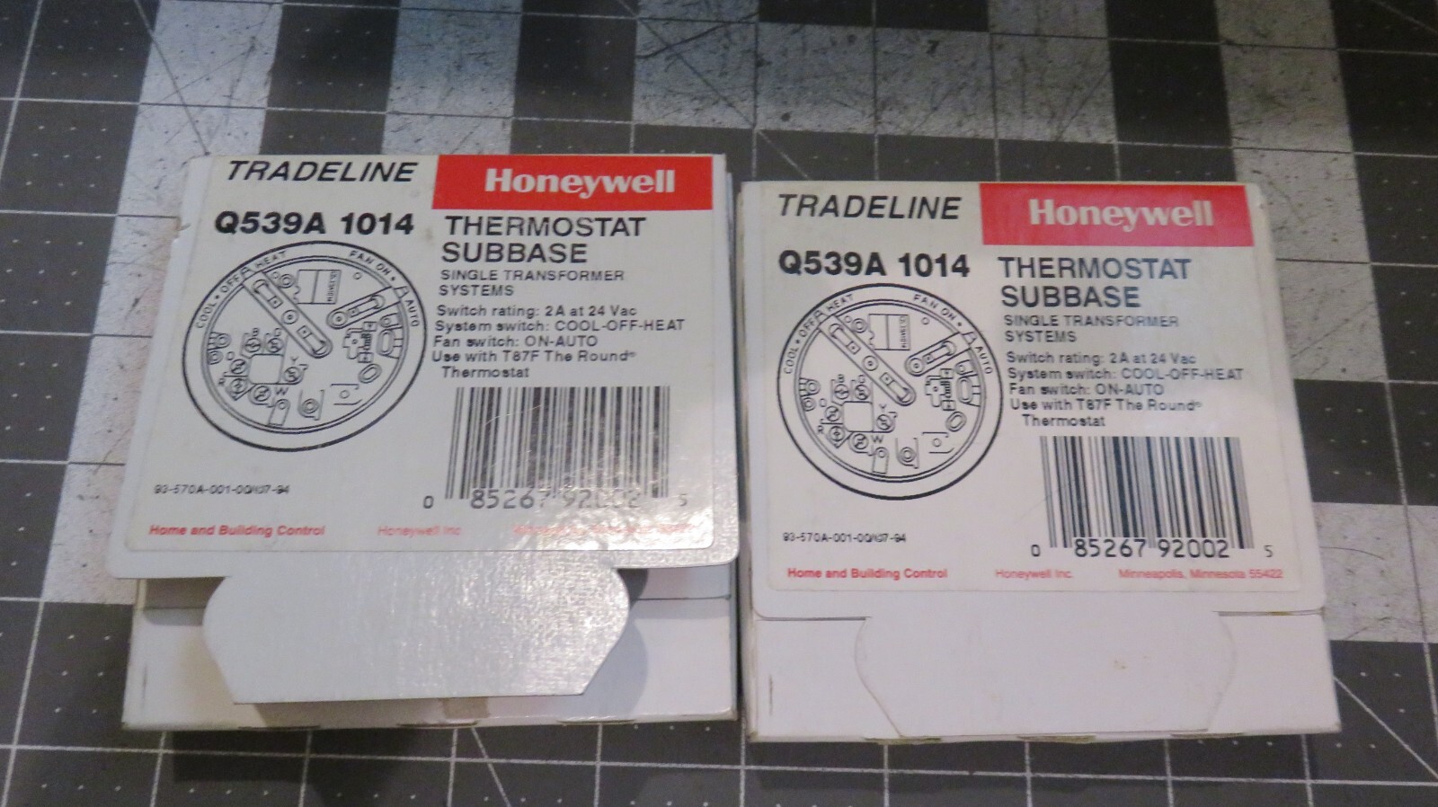 (Lot of 2) Honeywell Q539J 1006 Thermostat Subbase for T87F Thermostats