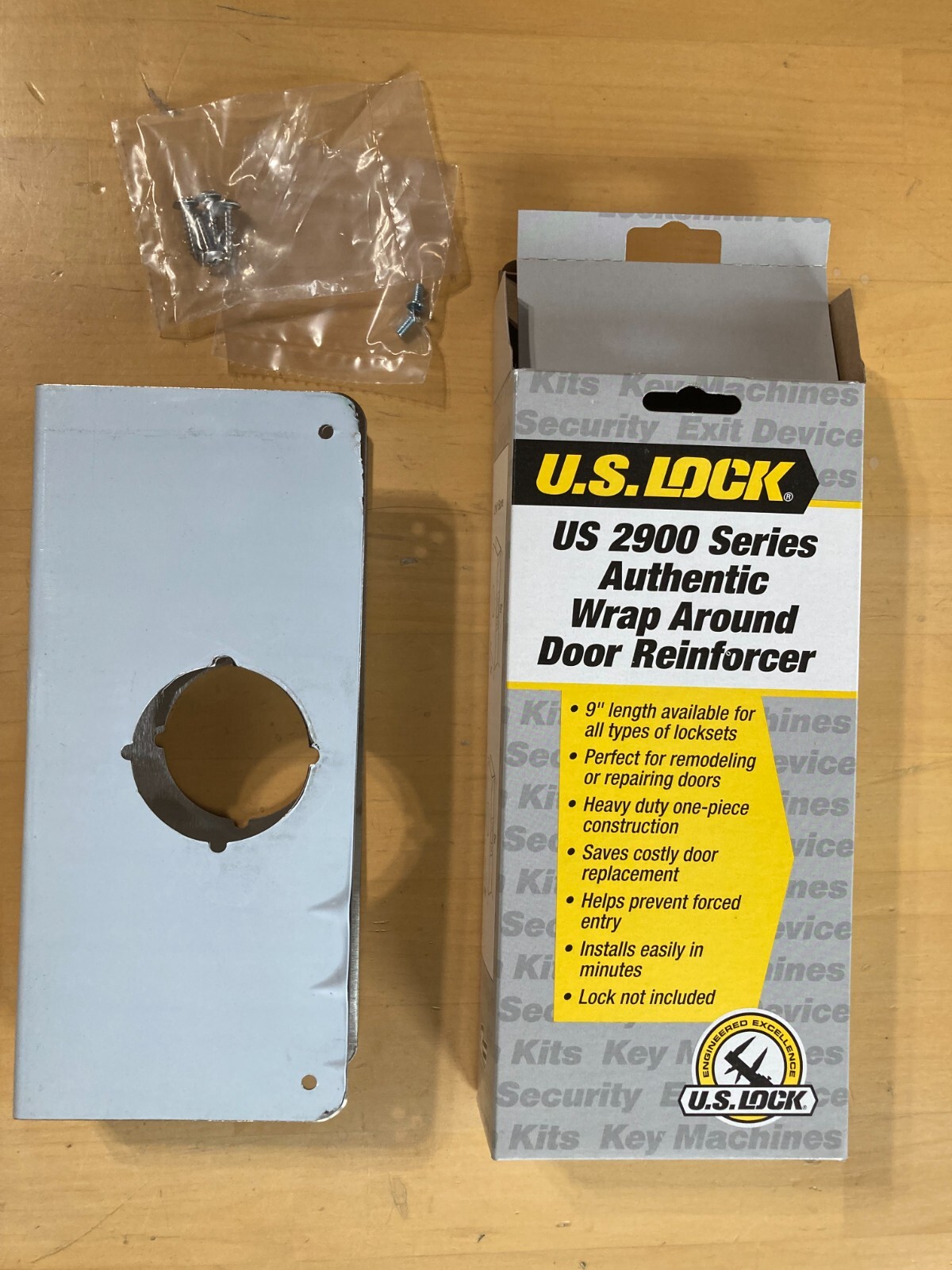 U017262 US29 1S 4” x 9” x 1-3/8” Stainless Steel Door Guard Enforcer Wrap Around