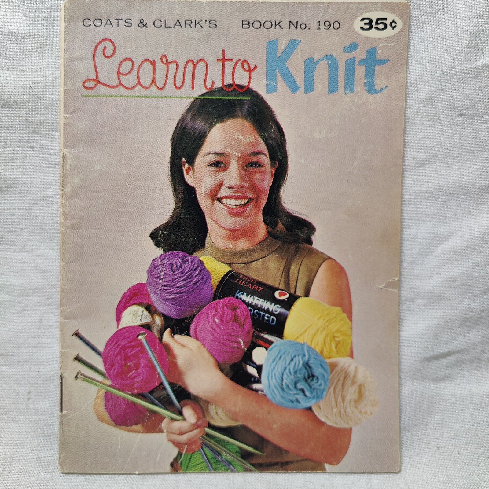 1960s Coats & Clark's Book 190 Learn To Knit Knitting & Crochet Pattern Book