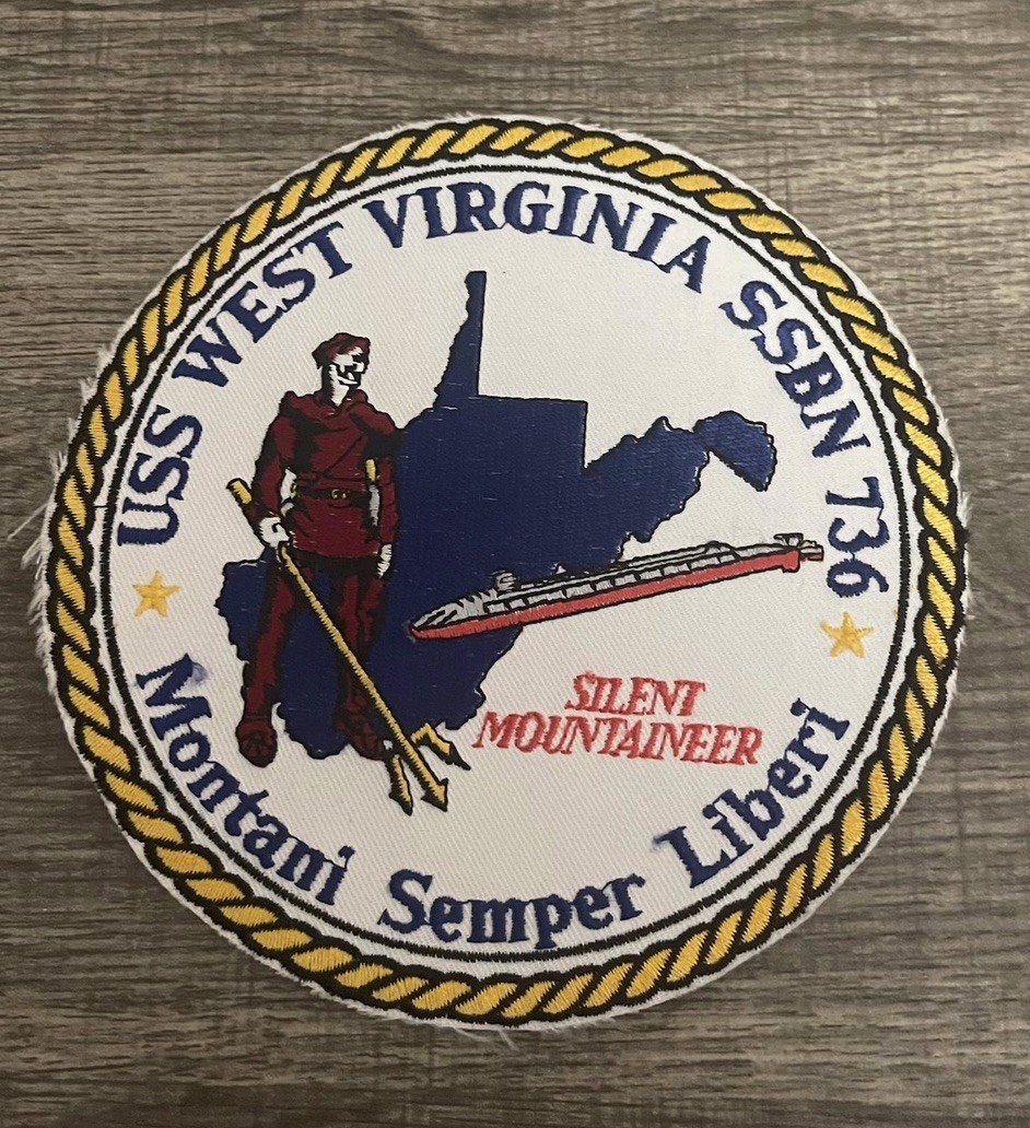 USS West Virginia SSBN 736 Crest Lg Patch U.S. Navy Submarine Silent Mountaineer