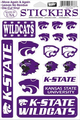 Kansas State Sticker Sheet College Football Decals Wildcats NCAA Crafts