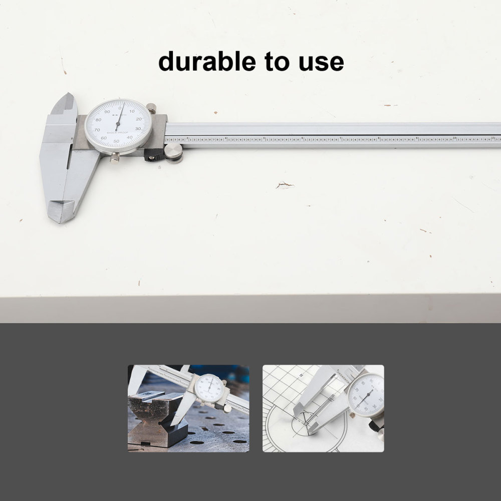 12'' Large Dial Caliper Shockproof Calipers Ruler Stainless Steel With Case