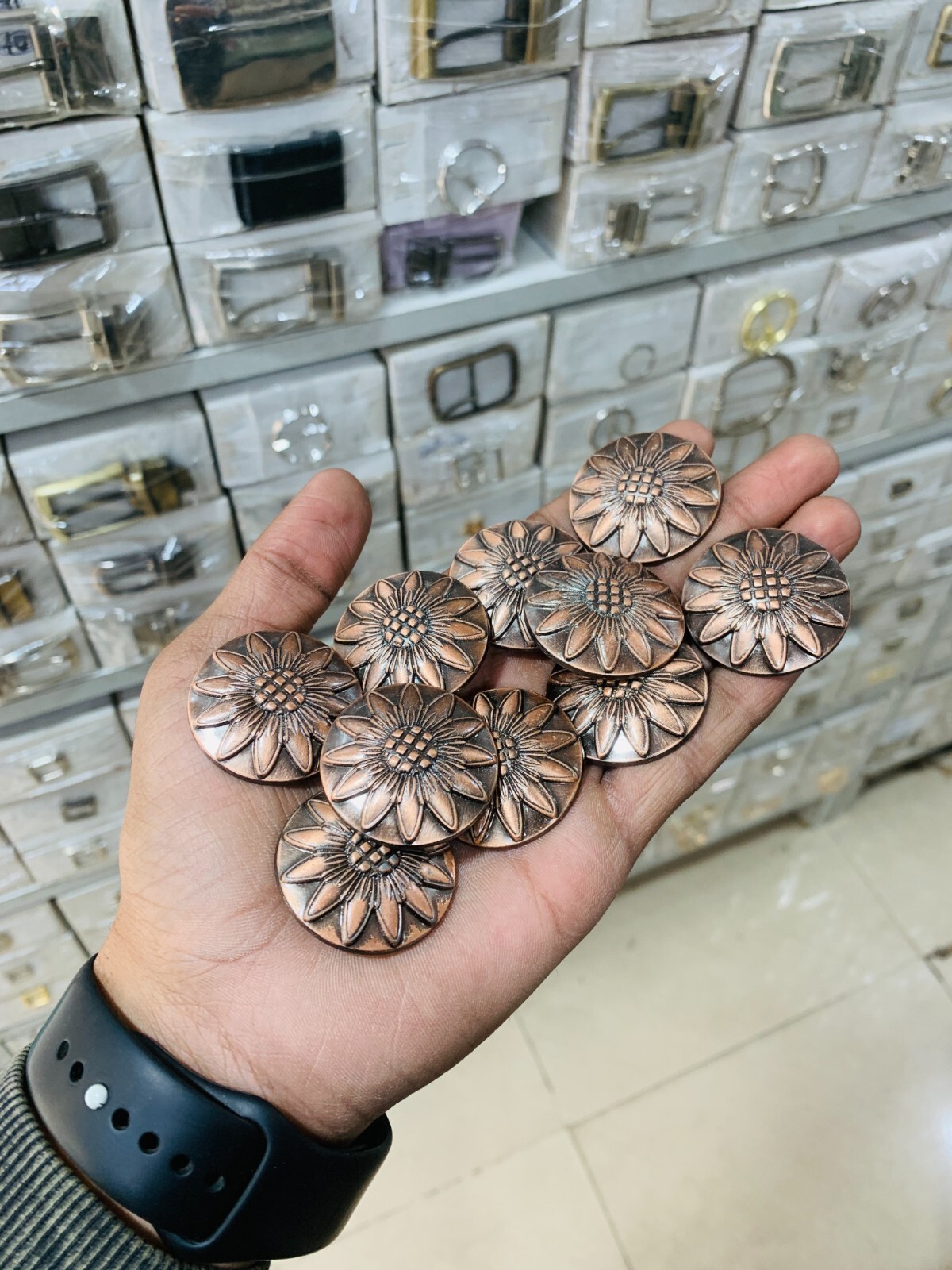 Copper Antique Concho Set 10 Piece Embellishments Western Style Leatherworking.