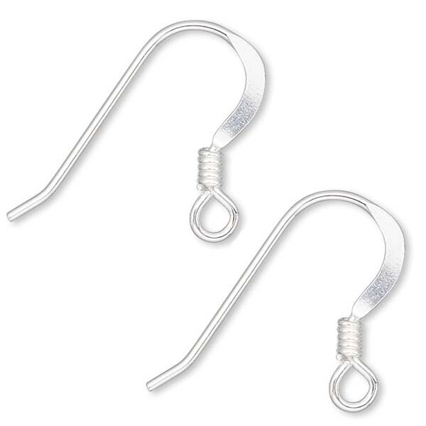 50 Sterling Silver Filled Flat Fishook Hook Earring Findings with Coil & Loop