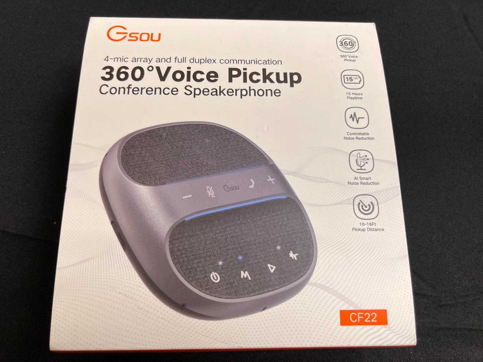 Gsou 360° Voice Pickup Conference Speakerphone with Bluetooth USB Adapter