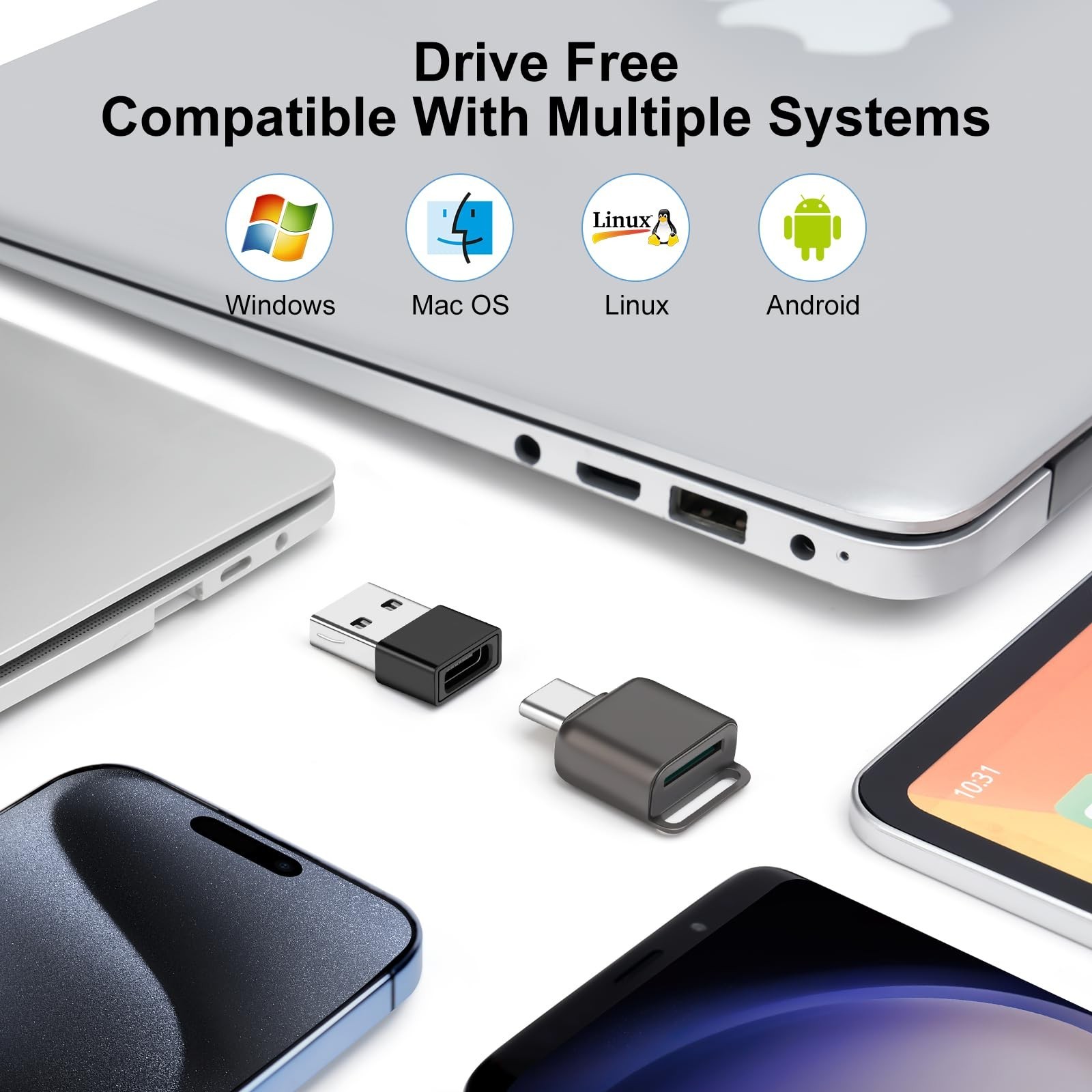 Micro SD Card Reader, BORLTER CLAMP TF Card Reader USB C 3.0 to TF/Micro SD w...
