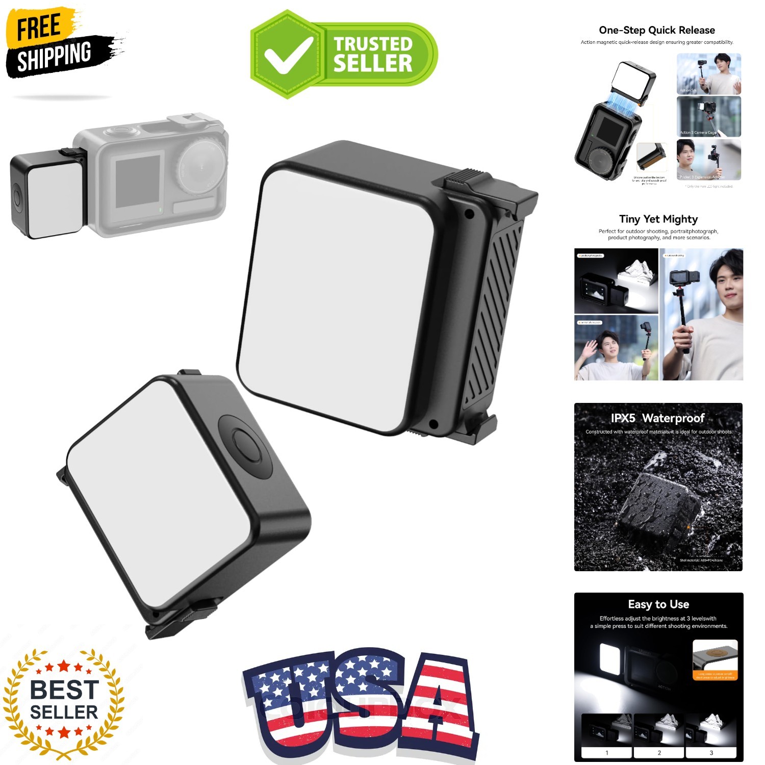 LM18 Vlogging Light Mini LED Action Camera Video Light Magnetic Photography F...