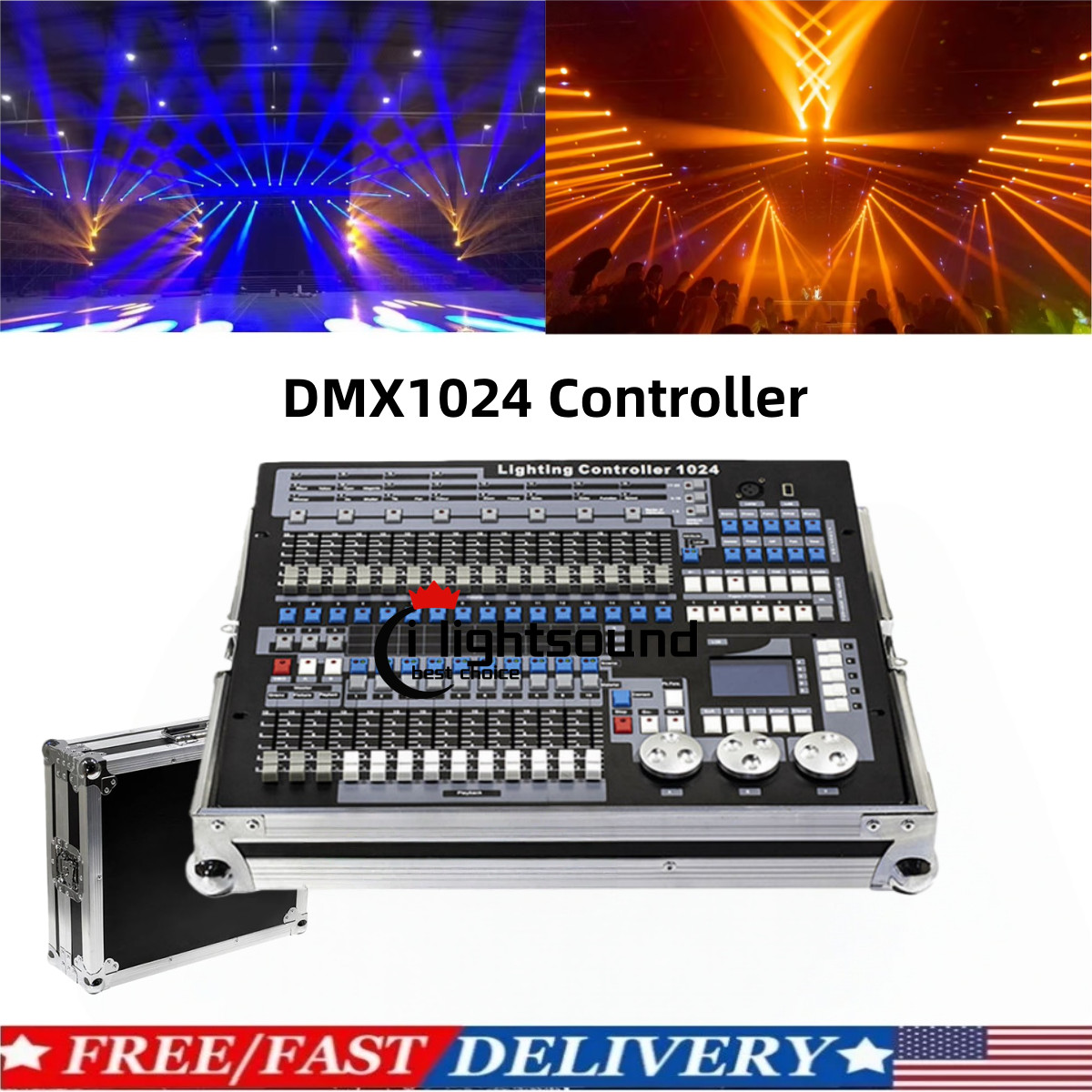 US dmx512 DJ Lighting controller 1024 console Pro stage light Control+road case