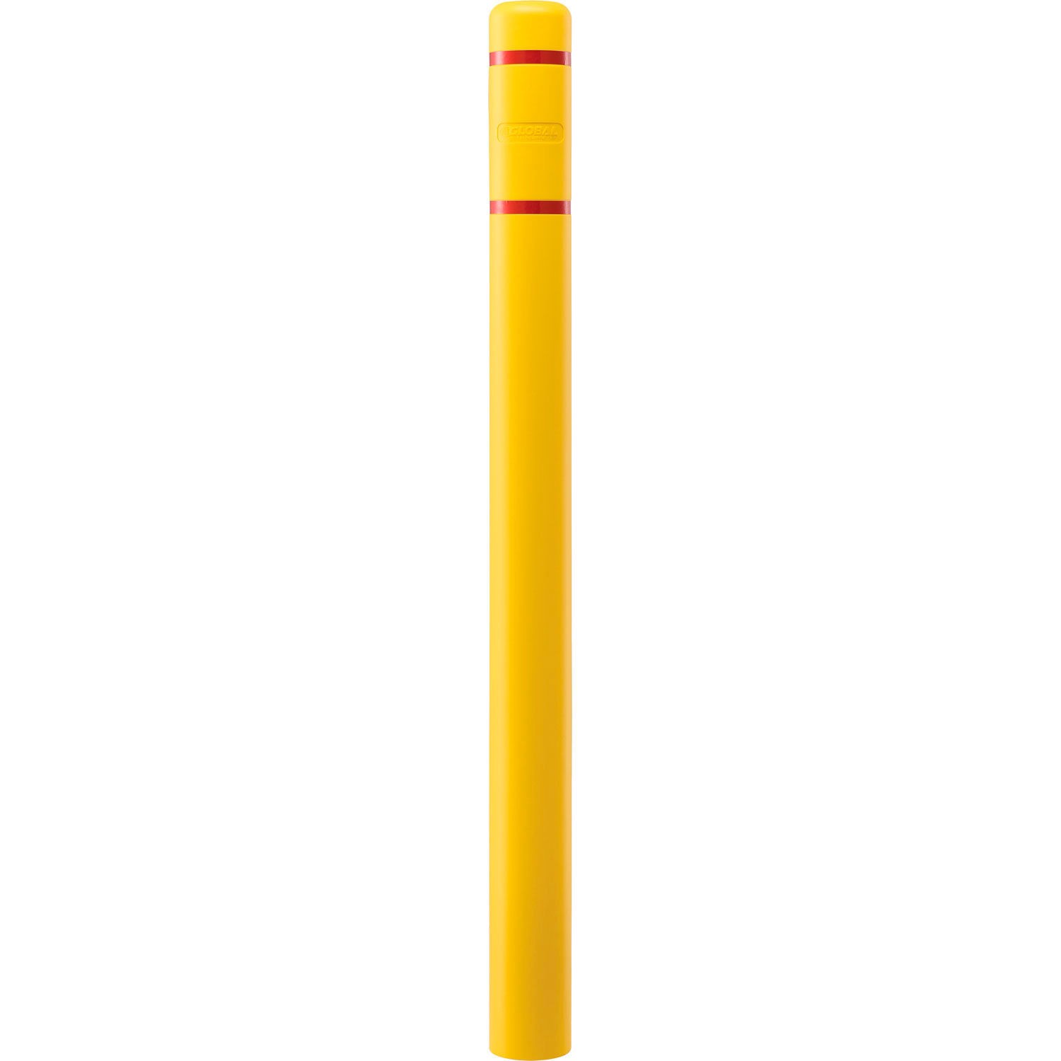 Global Industrial Bollard Post Sleeve 4" D x 64" H Yellow With Red Tape HDPE