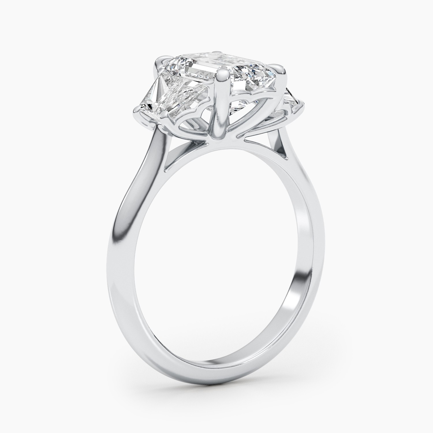 Diamond Emerald Ring VS1 F IGI Certified 2.5Ct Labcreated 18K White Gold 3 Stone