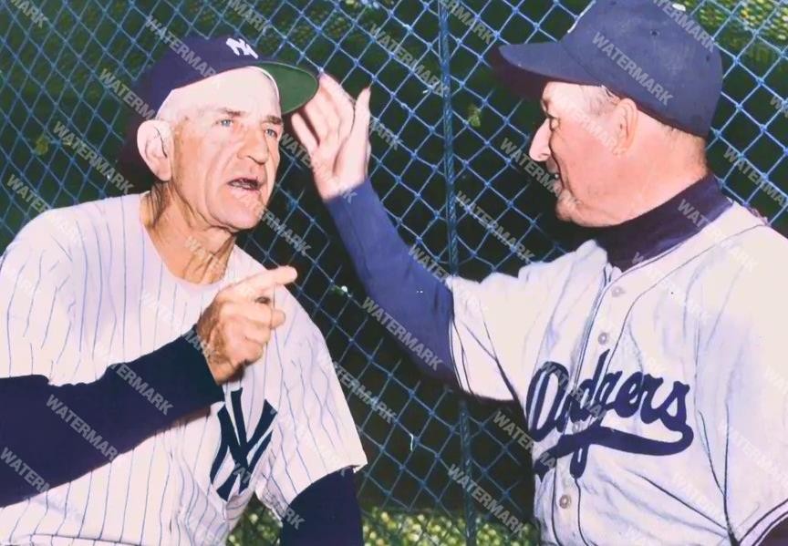 HE934 Casey Stengel Yankees- Chuck Dressen Dodgers WS 8x10 16x20 Colorized Photo