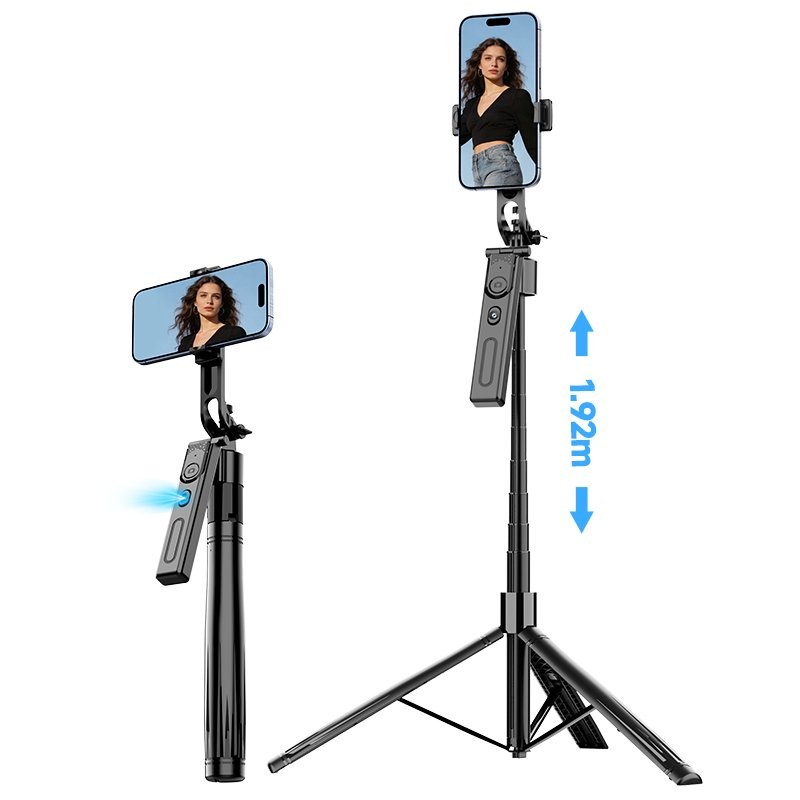 75''Smart Tracking Selfie Stick & Tripod Stand with 360°Rotation 2LED Fill Light