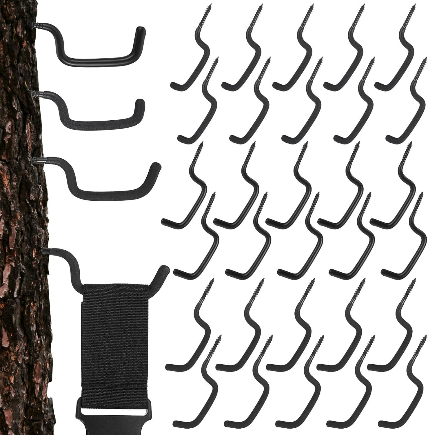 30 Pcs Tree Stand Bow Hanger Gear Holder Screw-In Hooks for Hunting Tree Stand