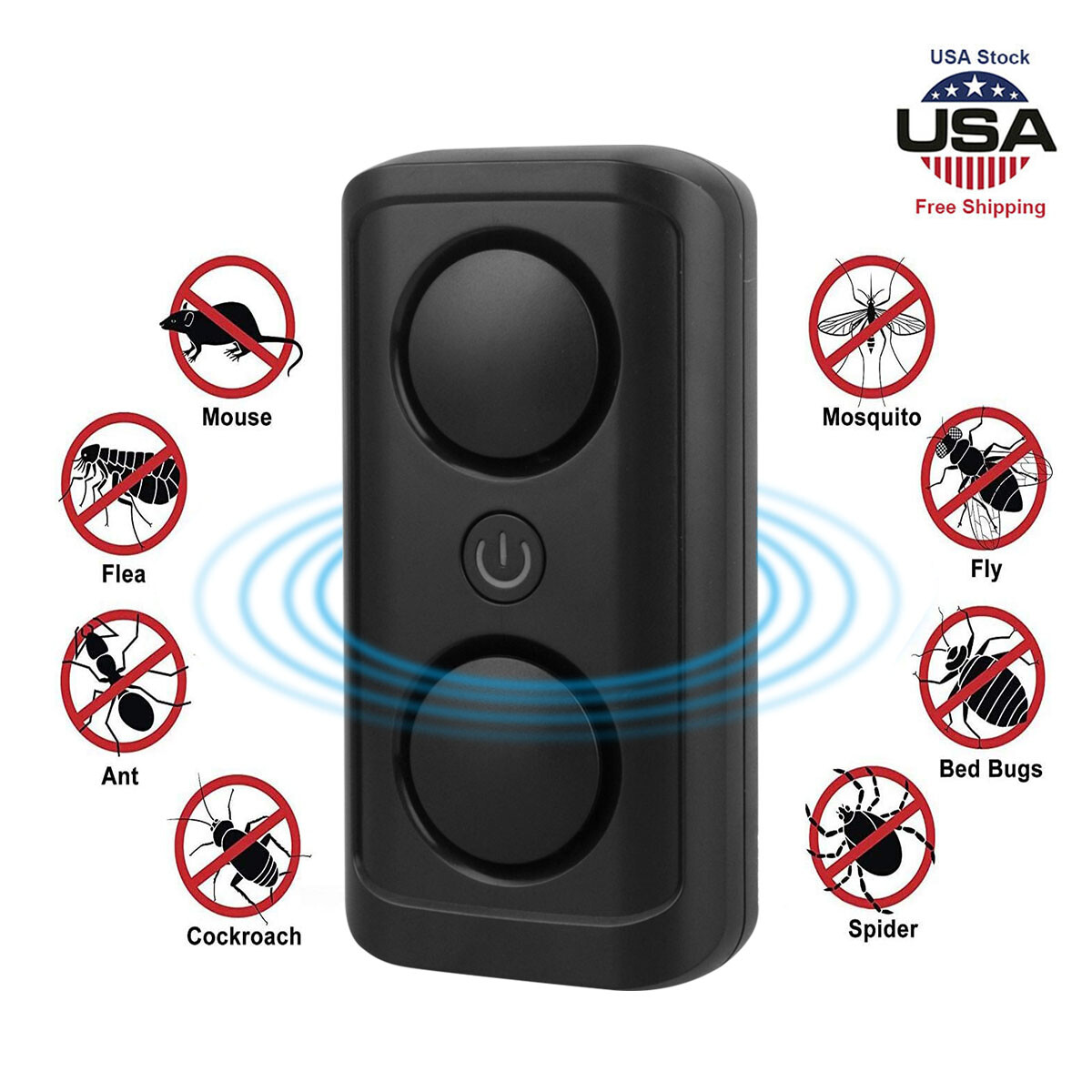 Pest Reject Pro Ultrasonic Repeller Home Bed Bug Mites Spider Defender Roaches^^
