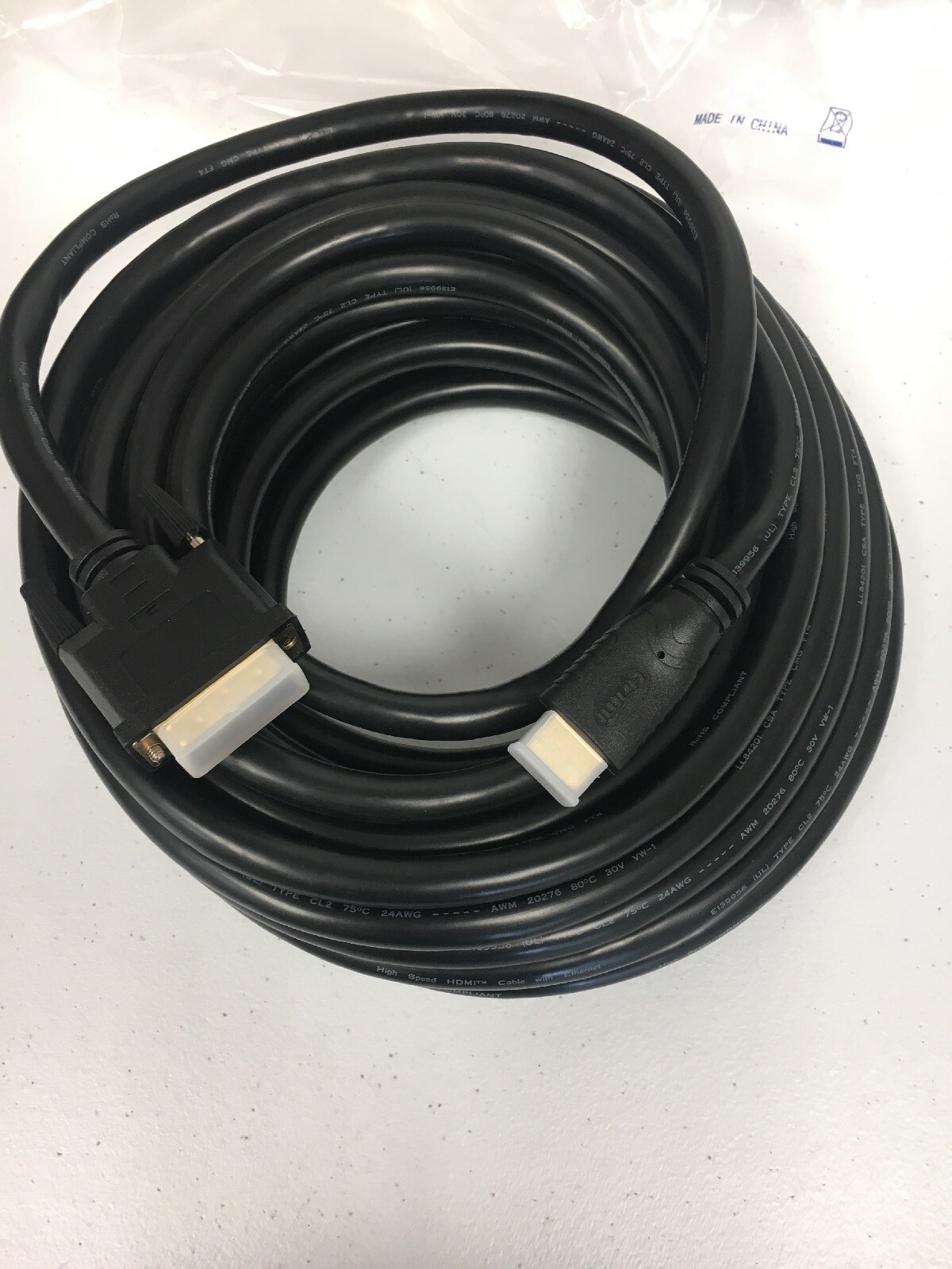Lot of 2 C&E HDMI Male to DVI Male CL2 rated 35 Feet, Digital Video Cable