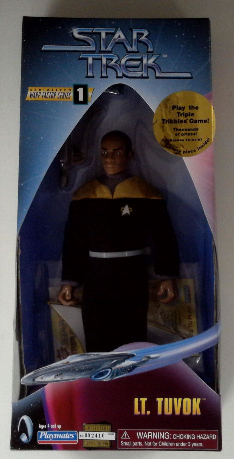 1x  RJ0367: Star Trek: Lt. Tuvok: Playmates: 65283: 1997: NIB New Sealed Mint Bo