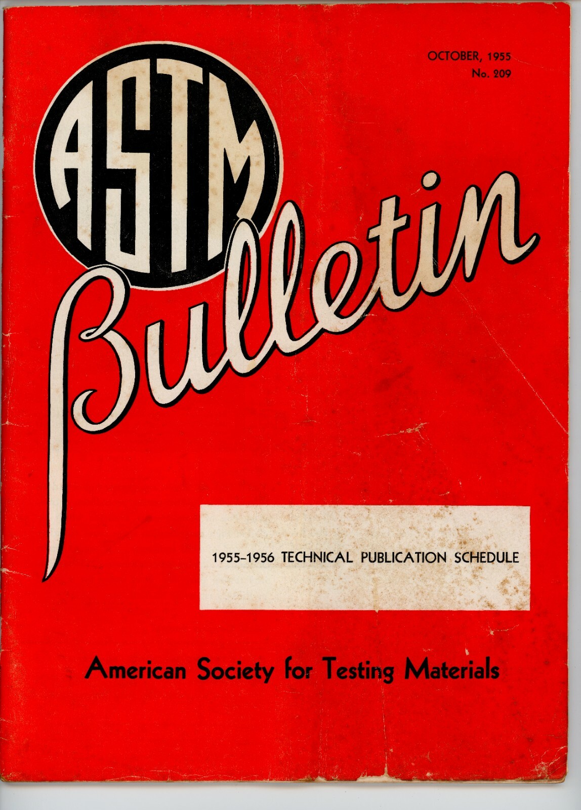 1955 ASTM Bulletin Technical Publication Magazine Science Engineering Materials