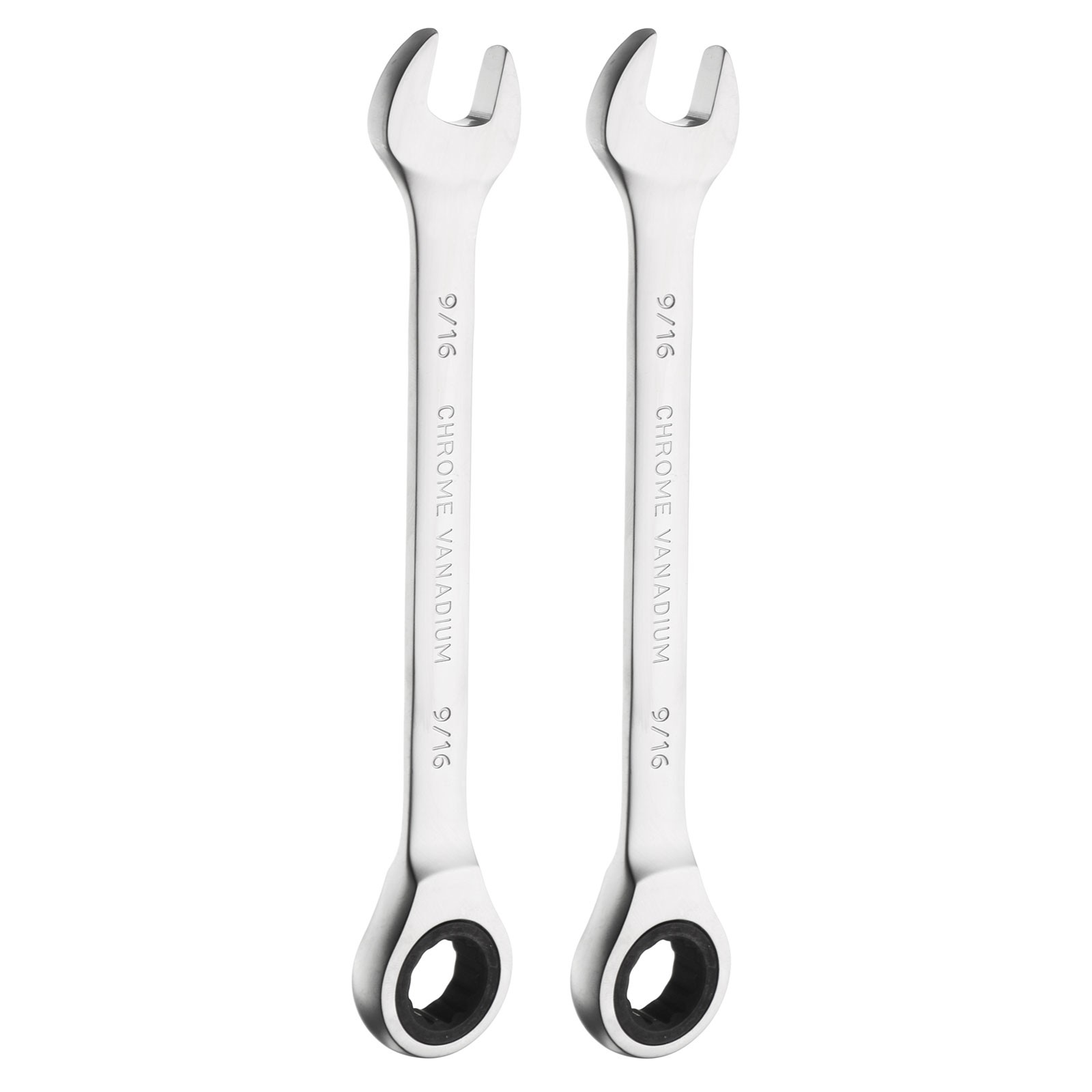 2pcs 12-Point Ratcheting Combination Wrench 9/16 Inch 72-Teeth 45# Carbon Steel