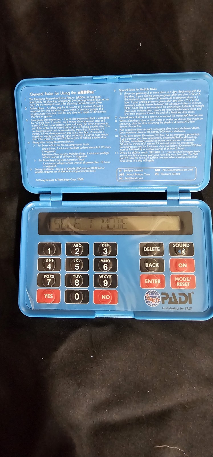 PADI eRDPML Electronic Multilevel Recreational Dive Planner
