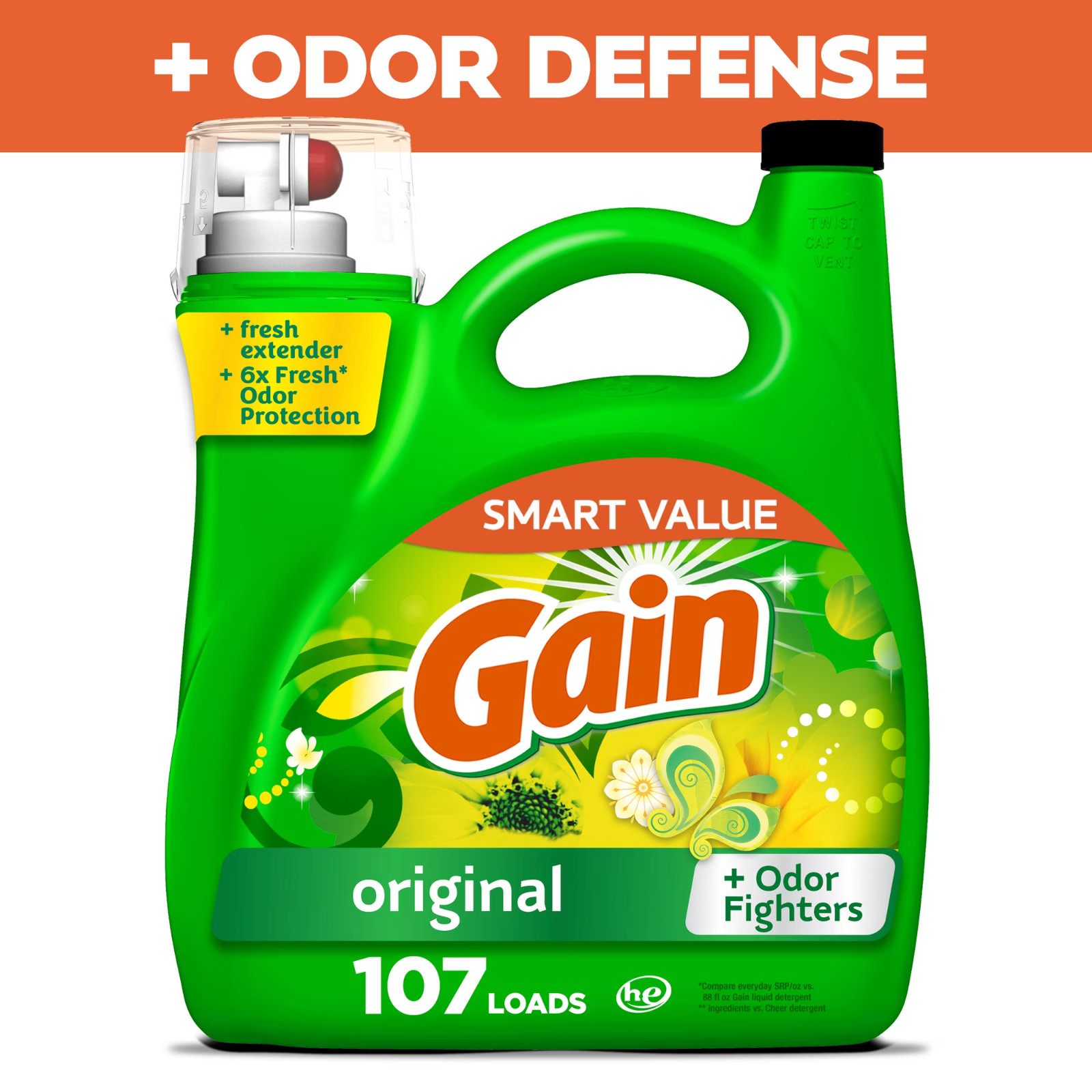 3 Pack Gain Laundry Detergent Liquid with Odor Fighters, Original Scent, 154oz