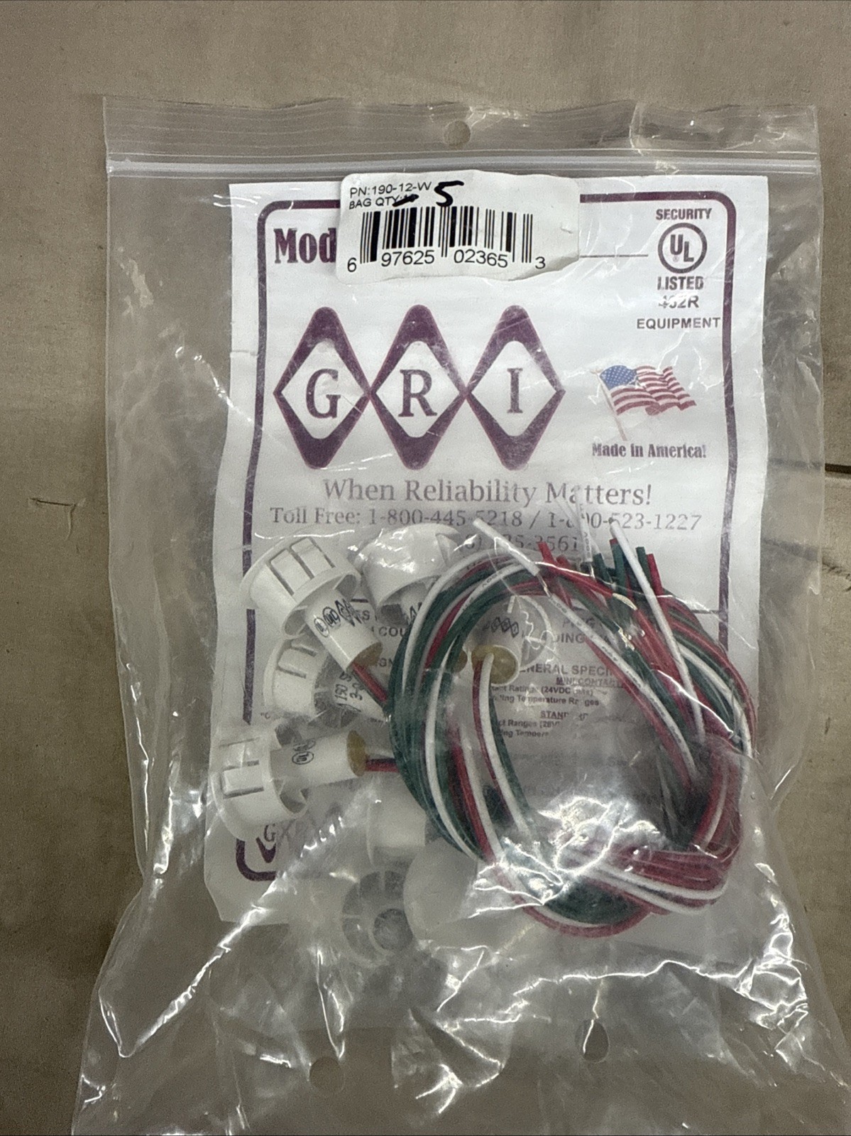 GRI 190-12-W 3/4" Steel Door Recessed Switch Set Of 5
