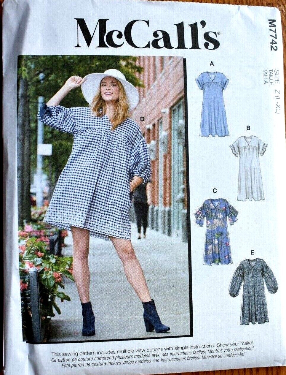 MCCALLS PATTERN 7742  DRESSES  MISSES SIZES  LARGE XLARGE  UNCUT  NEW