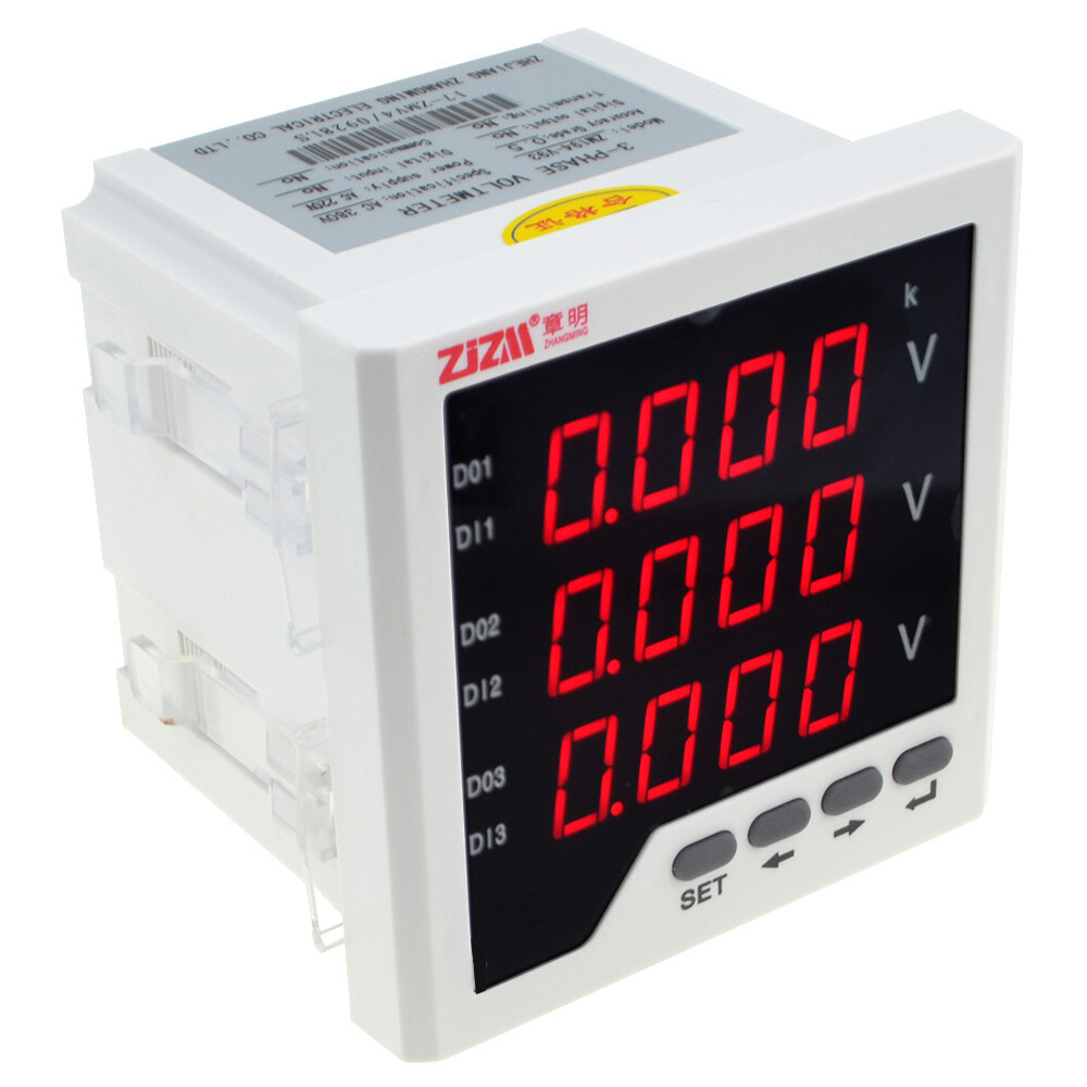 96x96mm Multi-function Three-phase Programmable Electric Power Meter Voltmeter