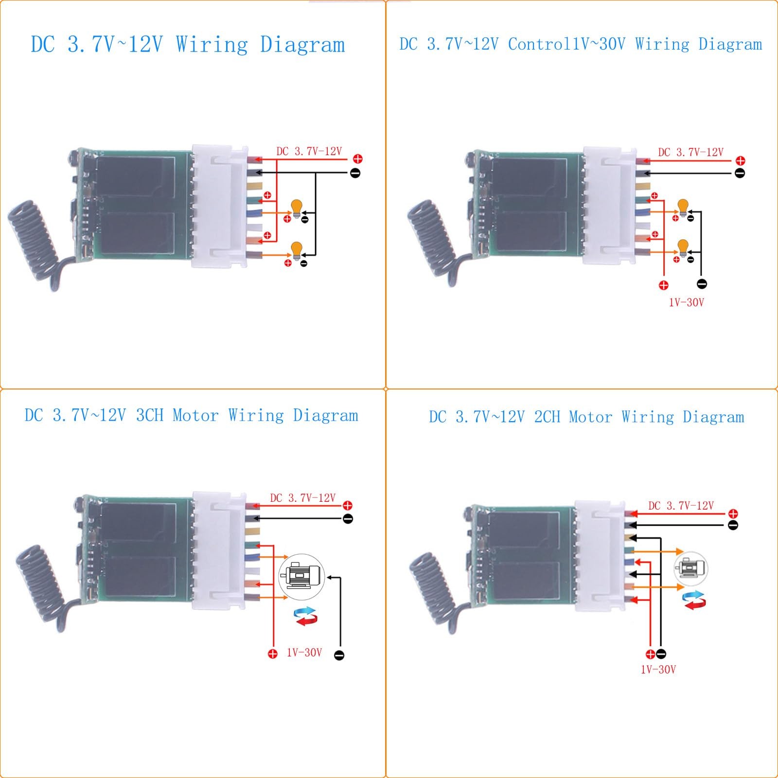 Mini 3.7V-12V 5V 6V 2 Channel Relay Remote Switch Wireless Remote Control Lea...