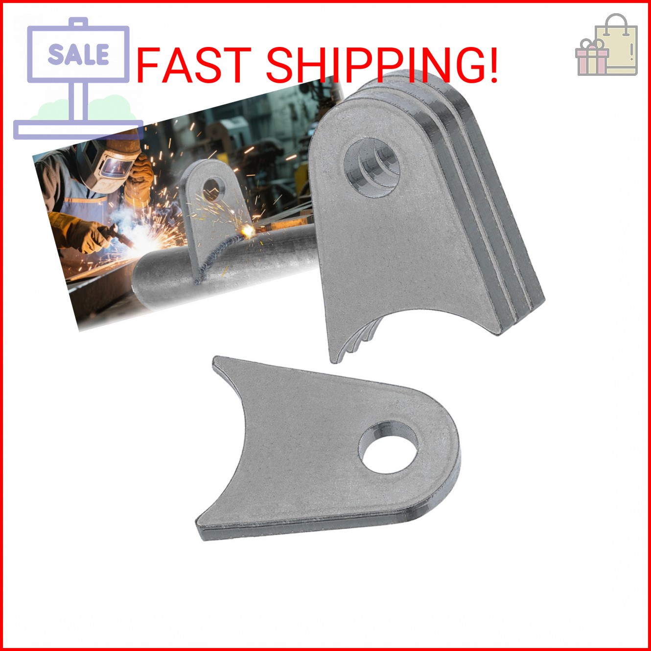 OywhC Weld on Tabs, Axle Weld on Shock Mounts, 1/2" Hole, 1/4" Thick, 4 Pcs