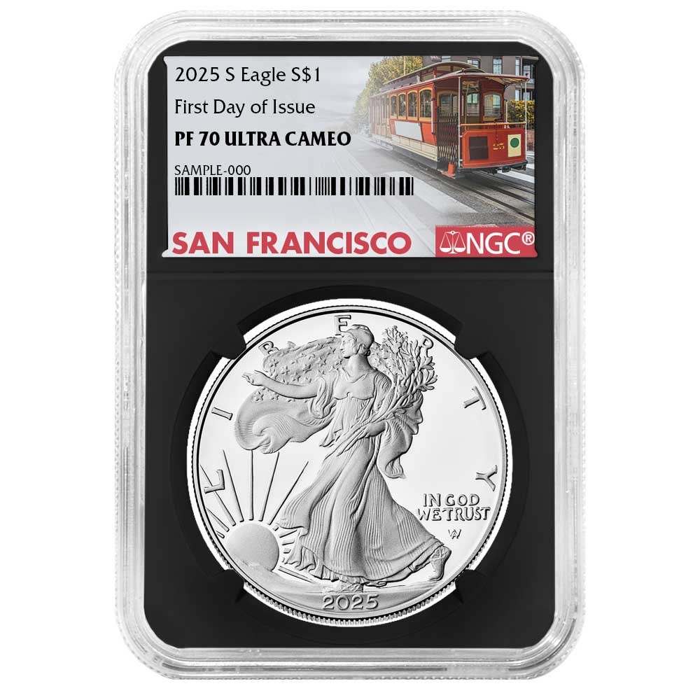 2025-S Proof $1 American Silver Eagle NGC PF70UC FDI Trolley Label Retro Core