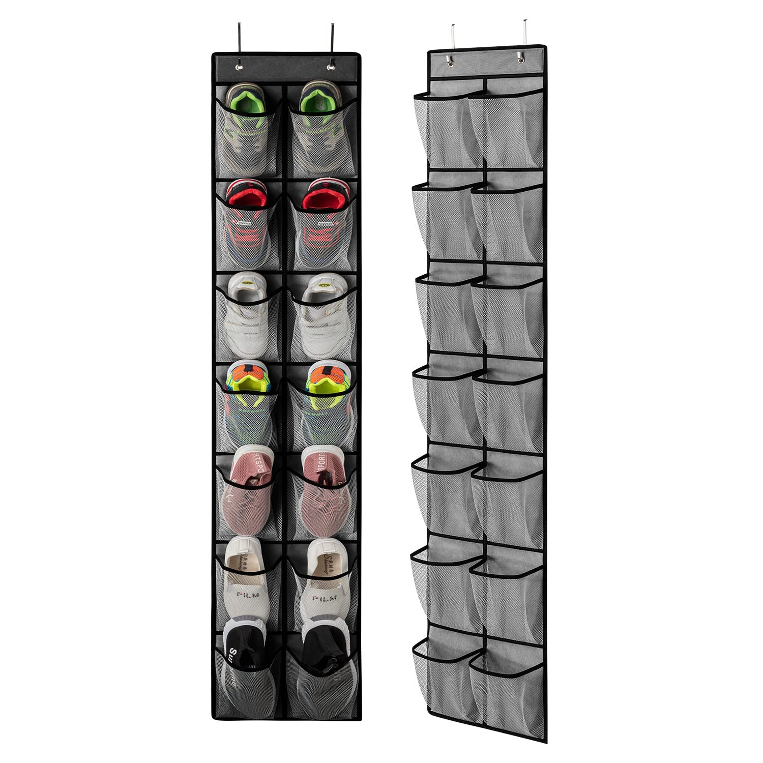 KEEPJOY Over the Door Shoe 2pack of 14 pockets, Grey-2pack 14 pockets
