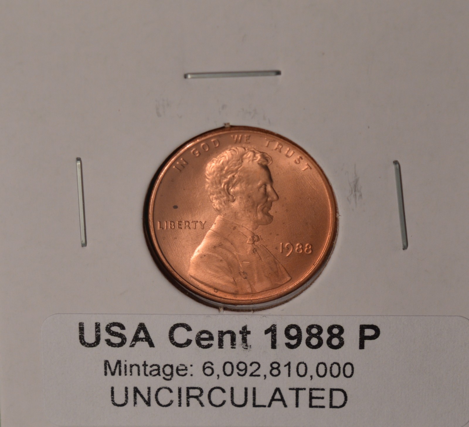 1988 P - USA Lincoln Cent - UNCIRCULATED 🇺🇸