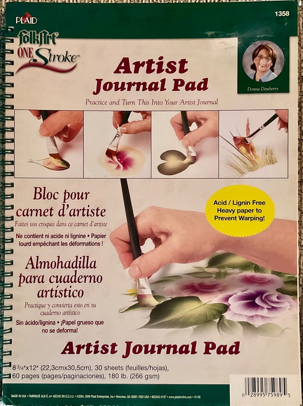 NEW Donna Dewberry ARTIST JOURNAL PAD 8 3/4” X 12” 30 sheets White