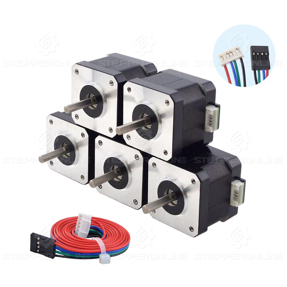 STEPPERONLINE 5PCS Nema 17 Stepper Motor 60oz.in 38mm 1.5A for DIY 3D Printer
