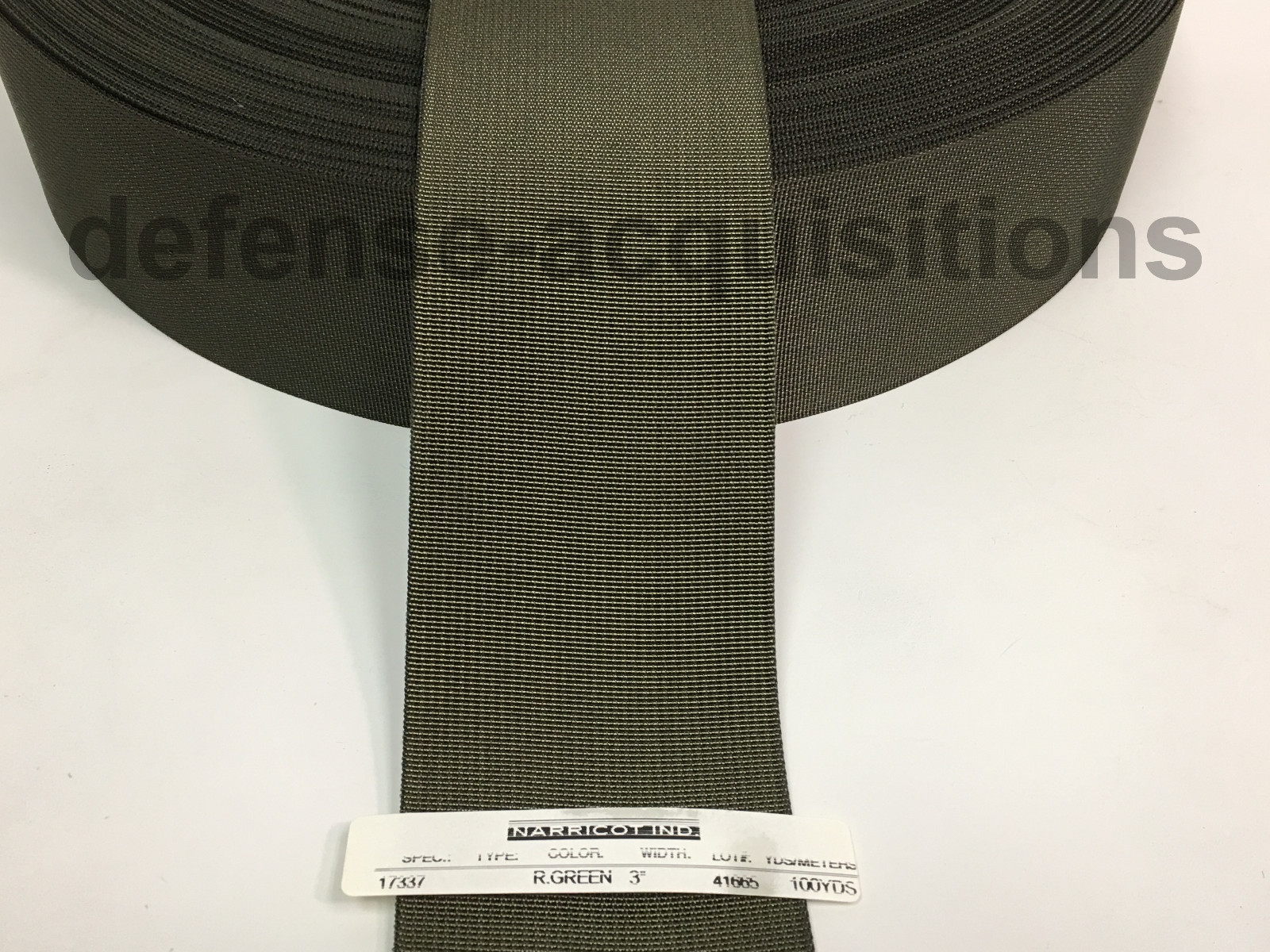 3 INCH MilSpec Military Webbing MIL-W-17337 RANGER GREEN Per Yard