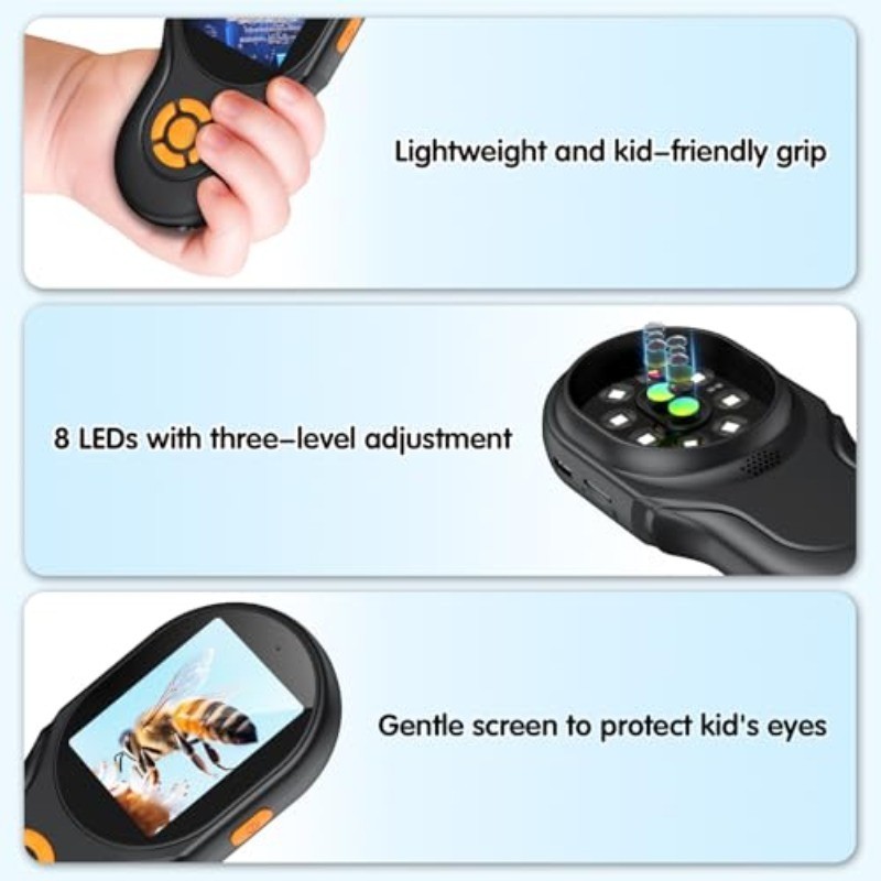 2-in-1 Microscope & Camera for Adults Kids with Dual Lens Photo & Video AUKCLAX