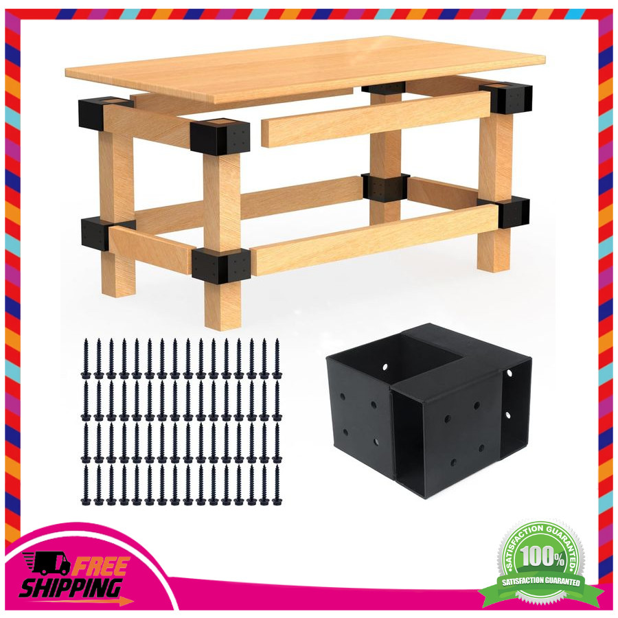 4 Pack Heavy Duty Workbench Bracket Kit for 4x4 2x4 Lumber DIY Garage Table