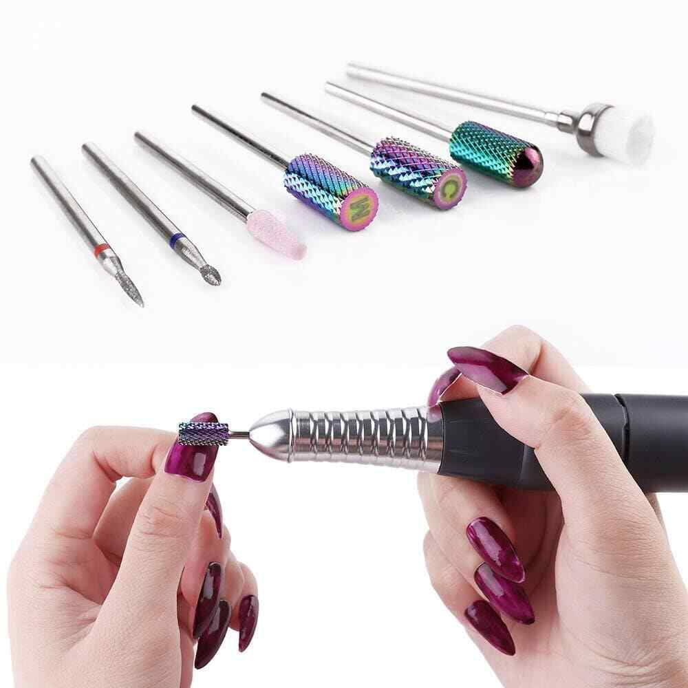 7x Nail Drill Bits Set Electric File Manicure Pedicure Nail/ Art Tools Carbide