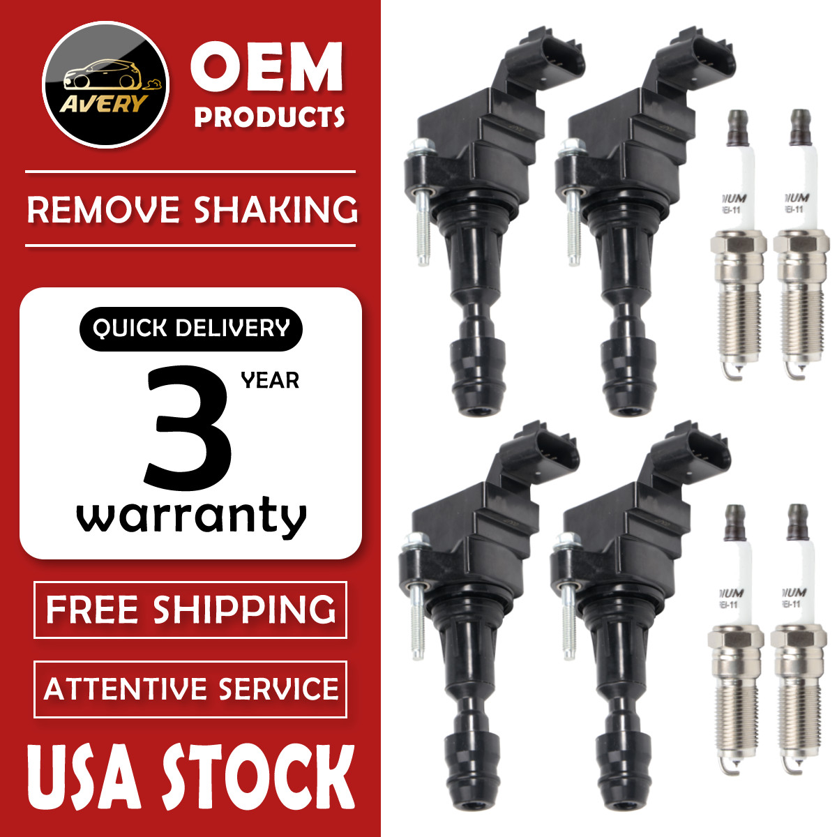 ✅ Ignition Coil + Spark Plug For Chevy Equinox Buick Regal Saturn GMC 2.4L UF491