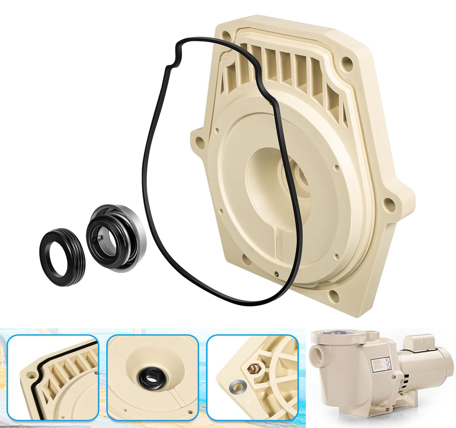 For Pen-tair Whisperflo, Intelliflo Pumps Seal Plate Gasket & Shaft Seal 074564