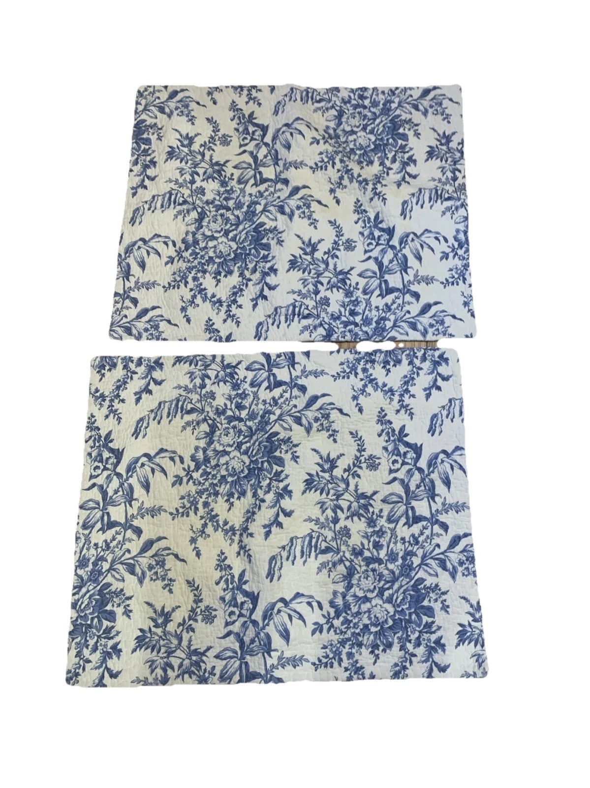 Laura Ashley Blue Pillow Sham Standard Floral Quilted Toile Cottage Country