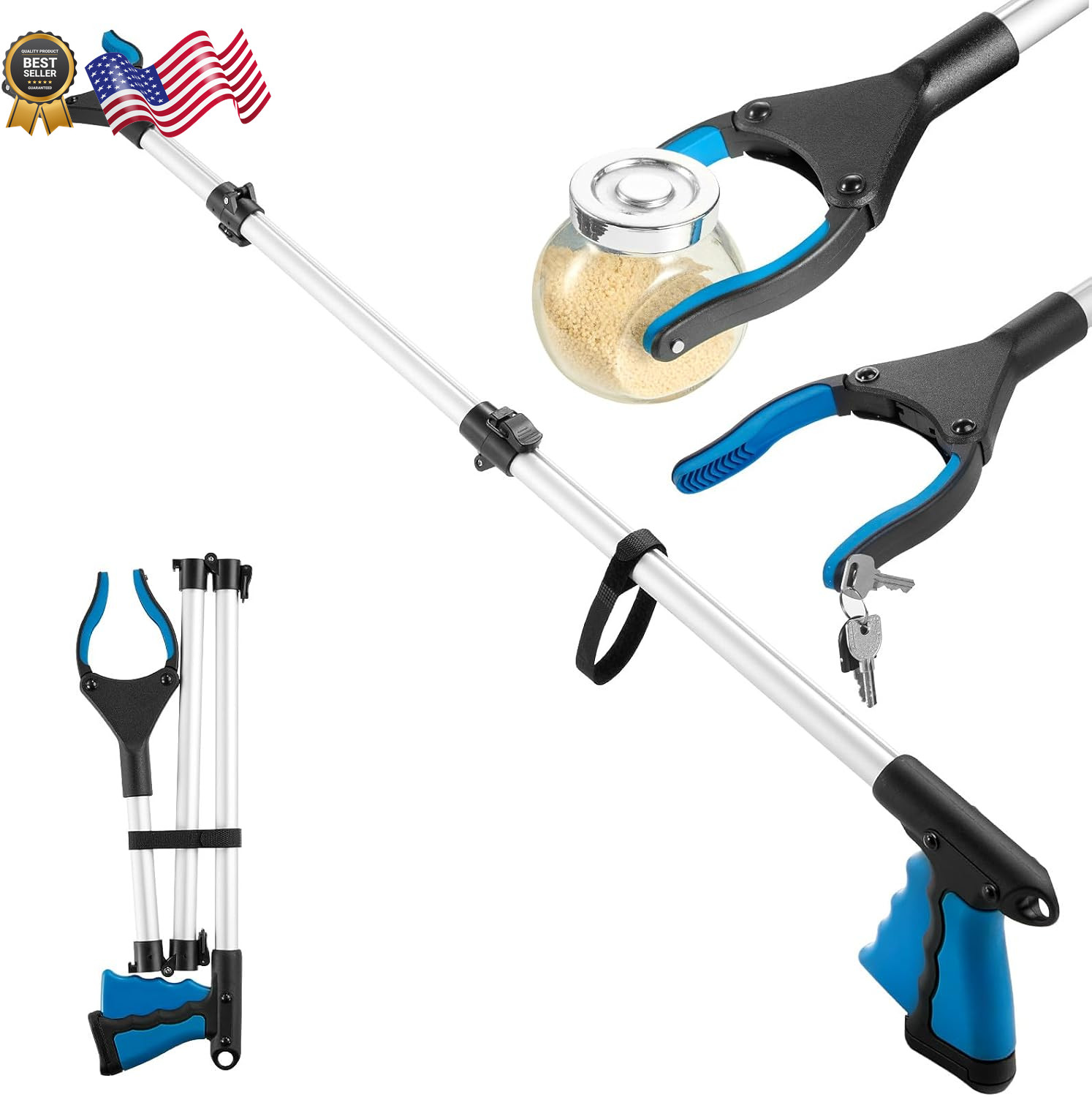 43 Inch Grabber Reacher Tool for Seniors Heavy Duty Trash Picker Upper Grabber