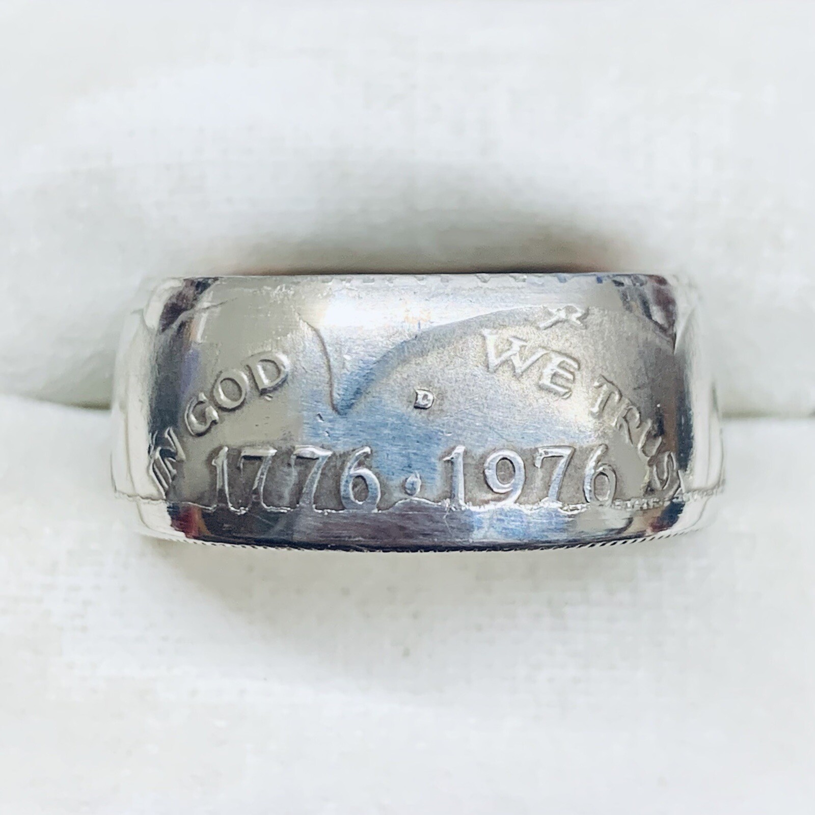 Handmade 1776 1976 Kennedy Half Dollar USA Coin Liberty America Ring Band Size 9