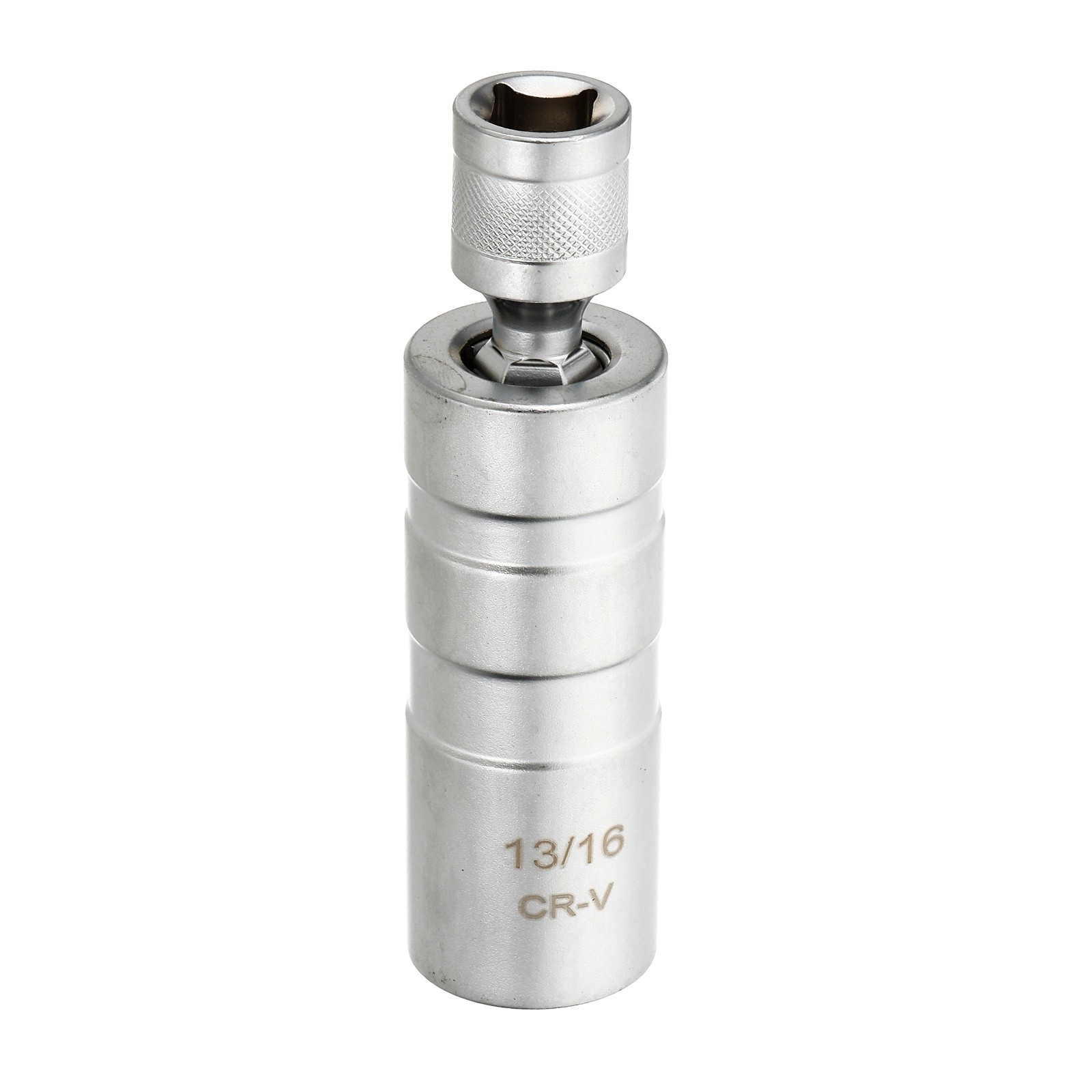 Spark Plug Socket 3/8" Drive 13/16" Swivel Magnetic Thin Wall Silver