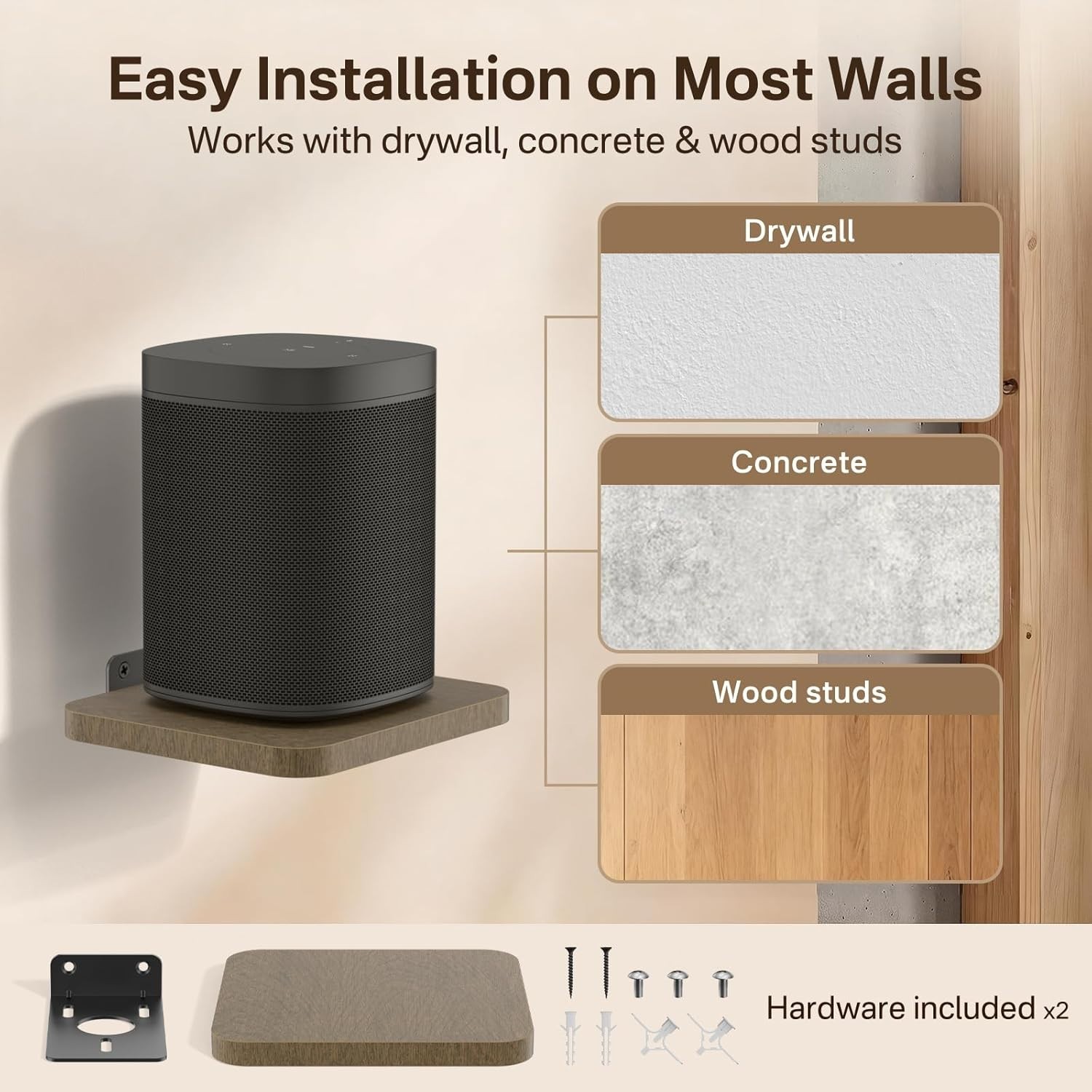 Compact Adjustable Speaker Wall Mount for 7 lbs - Easy Installation Included