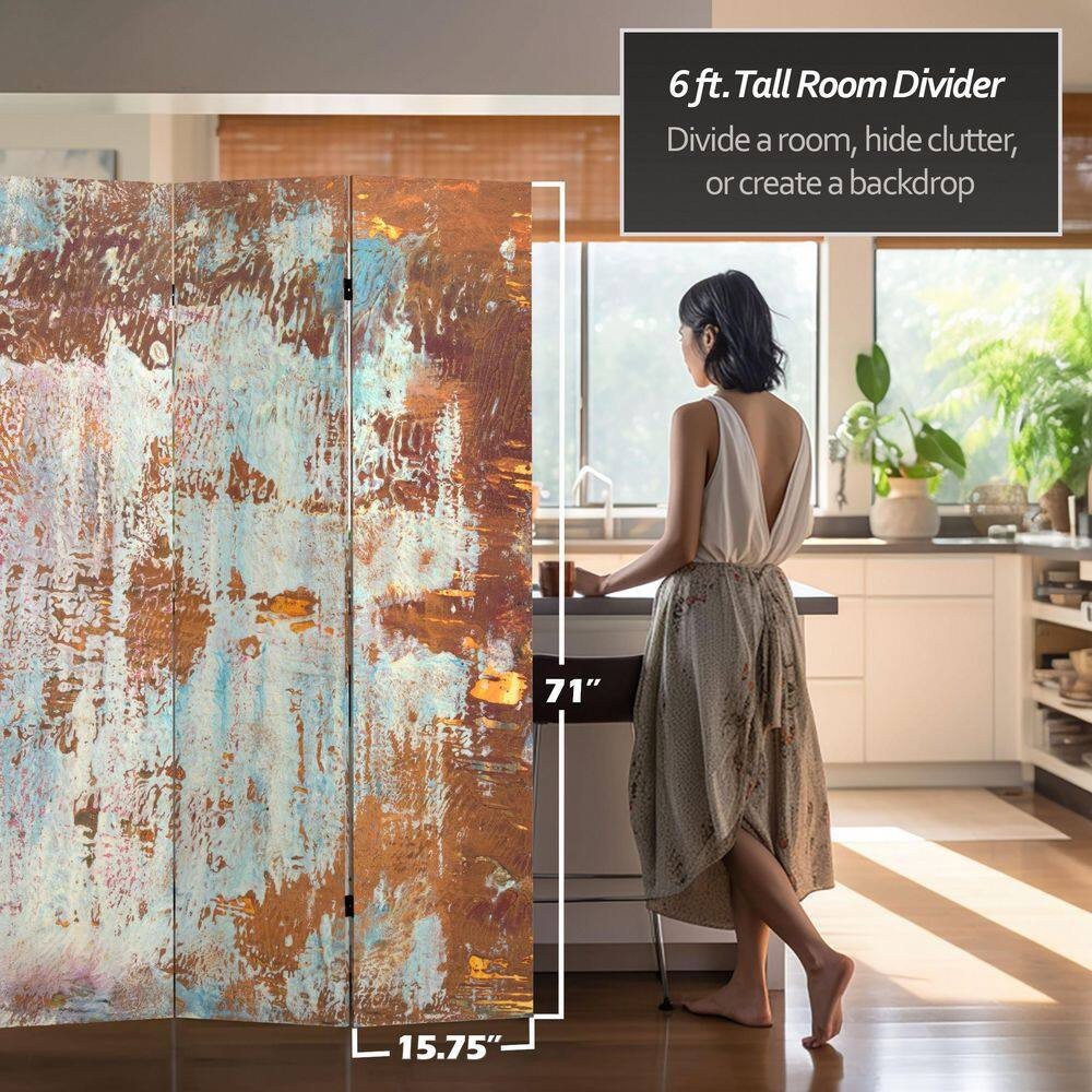 6 Ft. Rust Printed 3-Panel Room Divider