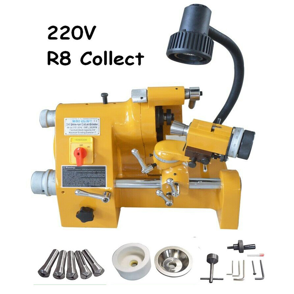 220V R8 Collets Power Universal Cutter Grinder Sharpener for End Mill TwistDrill