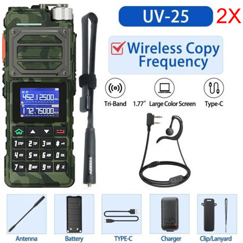 US Baofeng UV25 Walkie Talkie Long Range Tri-power Two Way Radio+48cm Antenna X2