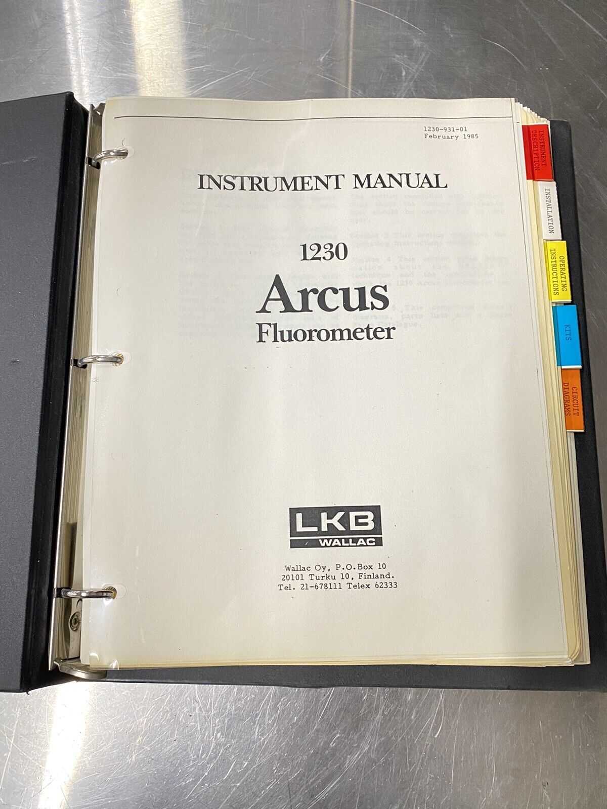 LKB Wallac 1230 Arcus Fluorometer - Users Guide / Instructions Manual